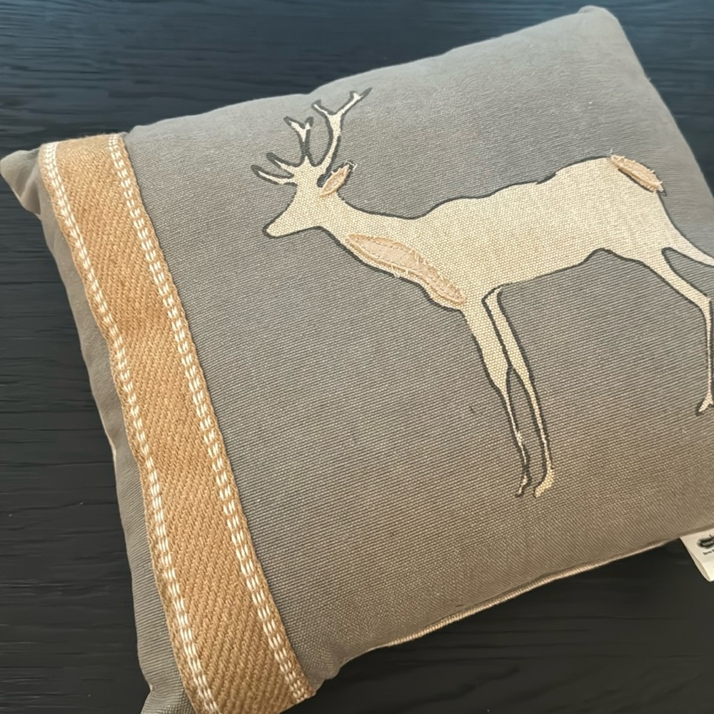 Mudpie - reindeer neutral christmas pillow